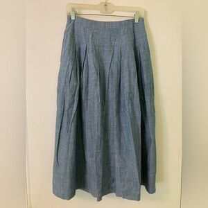 Boden Chambray Blue Midi Skirt‎ Size 4